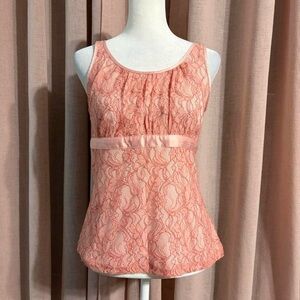 Pink lace babydoll top sleeveless top